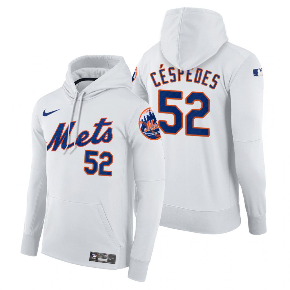 Men New York Mets 52 Cespedes white home hoodie 2021 MLB Nike Jerseys